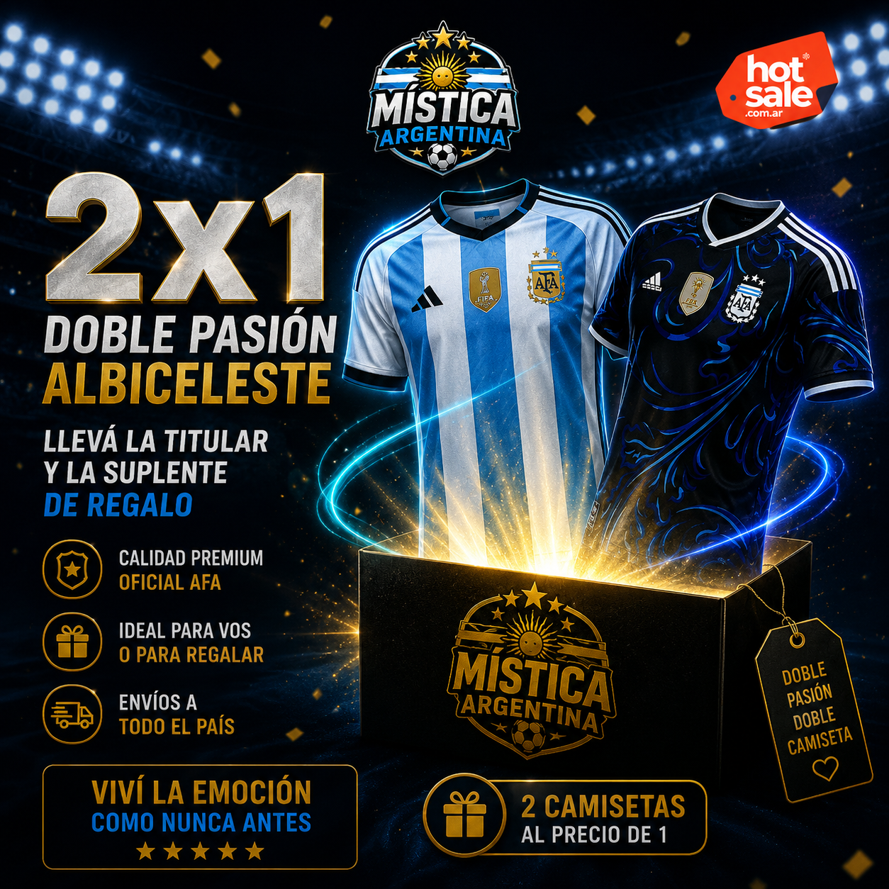 🇦🇷 2X1 CAMISETA TITULAR + SUPLENTE DE REGALO 🎁