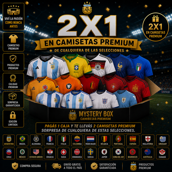 2x1 EN MYSTERY BOX CAMISETAS PREMIUM DE SELECCIONES